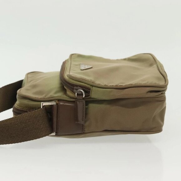 PRADA Shoulder Bag Nylon Khaki Silver Auth ki5896 - Picture 6 of 16